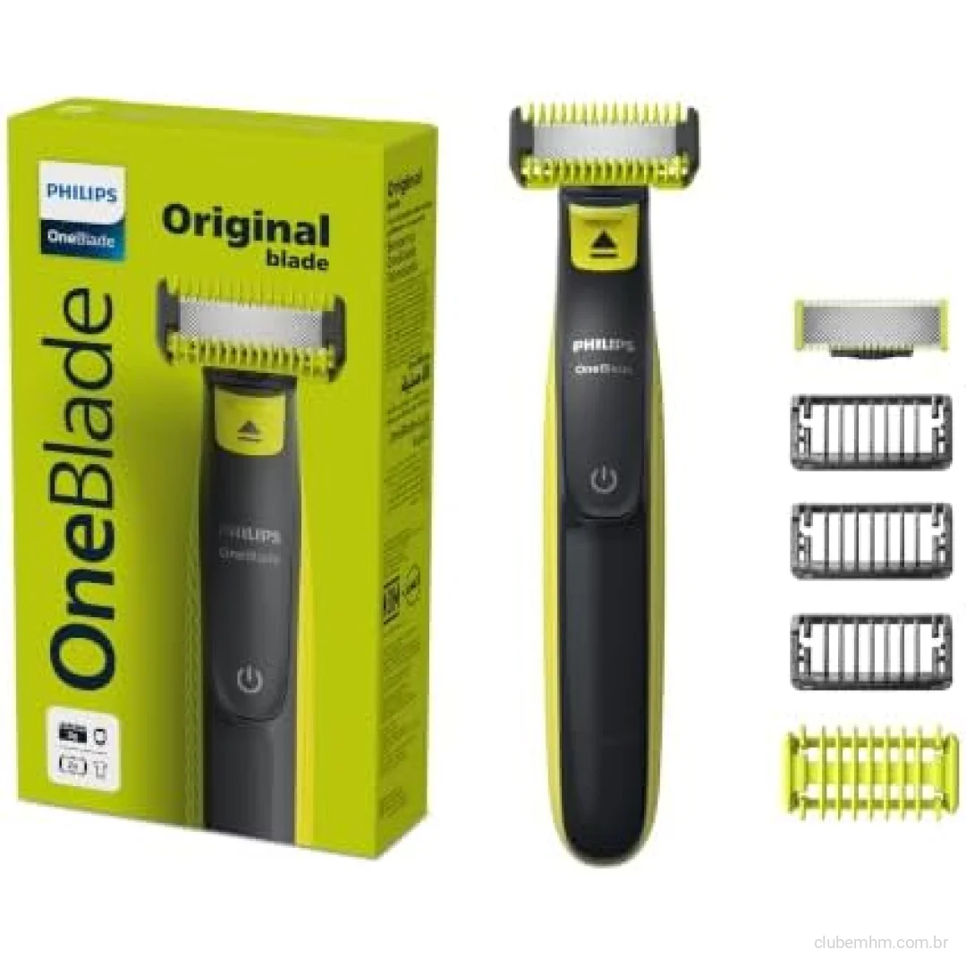 Philips OneBlade Barbeador e Aparador Elétrico para Rosto e Corpo | Barbeia e apara rosto e corpo sem irritar | Uso a Seco ou Molhado | Lâmina Dupla Face | 3 Pentes + Kit Proteção | QP2824/10