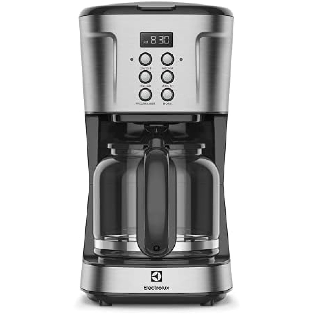 Cafeteira Elétrica Electrolux inox filtro permanente removível capacidade 1,5L 38 xícaras função timer painel digital desligamento automático ECM30 127v, cor aço escovado